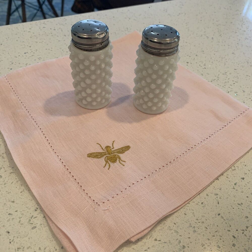 Vintage Hobnail Milk Glass Salt and Pepper Shakers